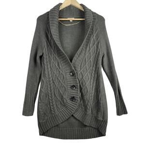 MERONA Thick Dark Gray Cable Knit Chunky Button Up Cardigan Medium